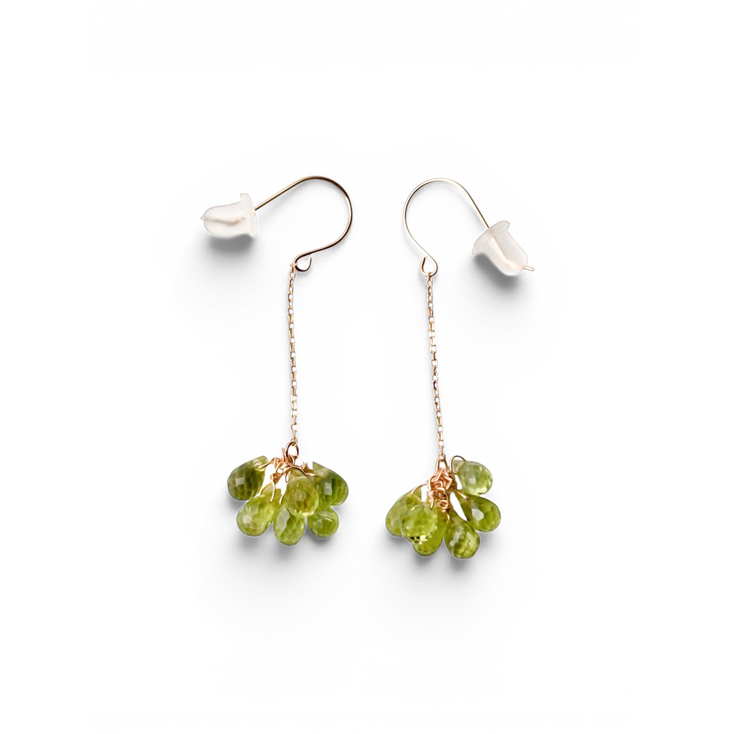 K10ペリドットフサチェーンピアス